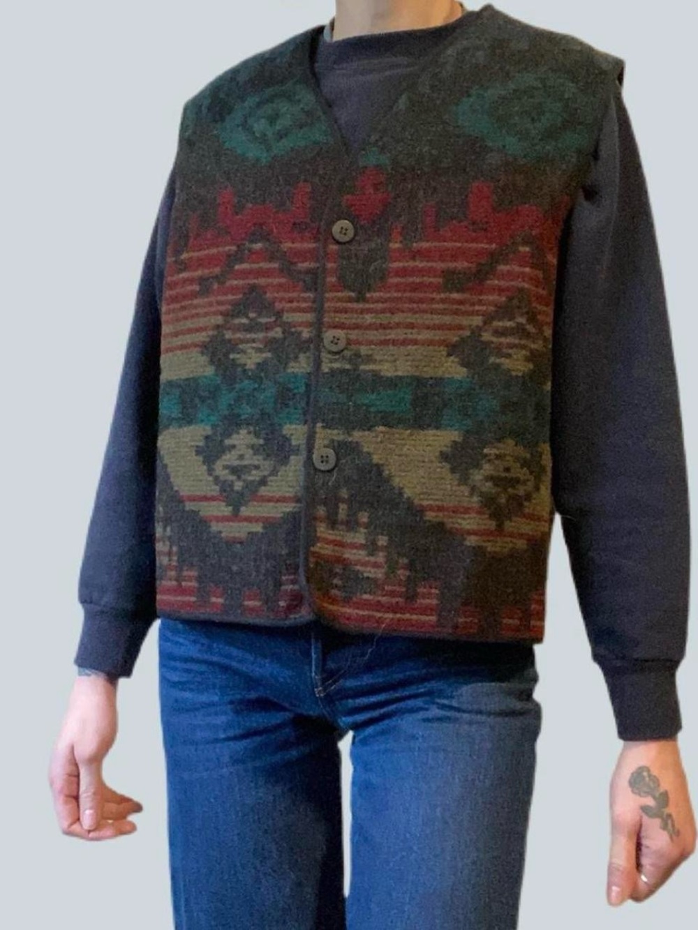 Woolrich Multicolor Southwestern Wool Button Vest
